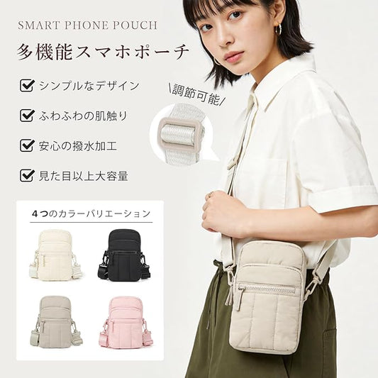 スマホポーチ 小さめ ショルダーバッグ レディース スマホショルダー ミニショルダー バッグ 鞄 縦長 無地 軽量 おしゃれ かわいい 小物入れ 日常 - ピンク